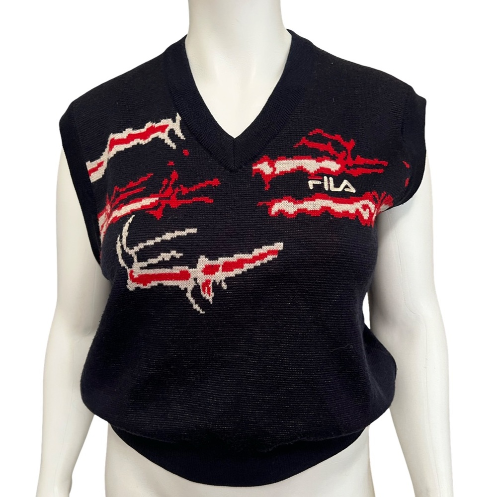 Vintage 90s Navy Blue Fila VNeck Sweater Vest